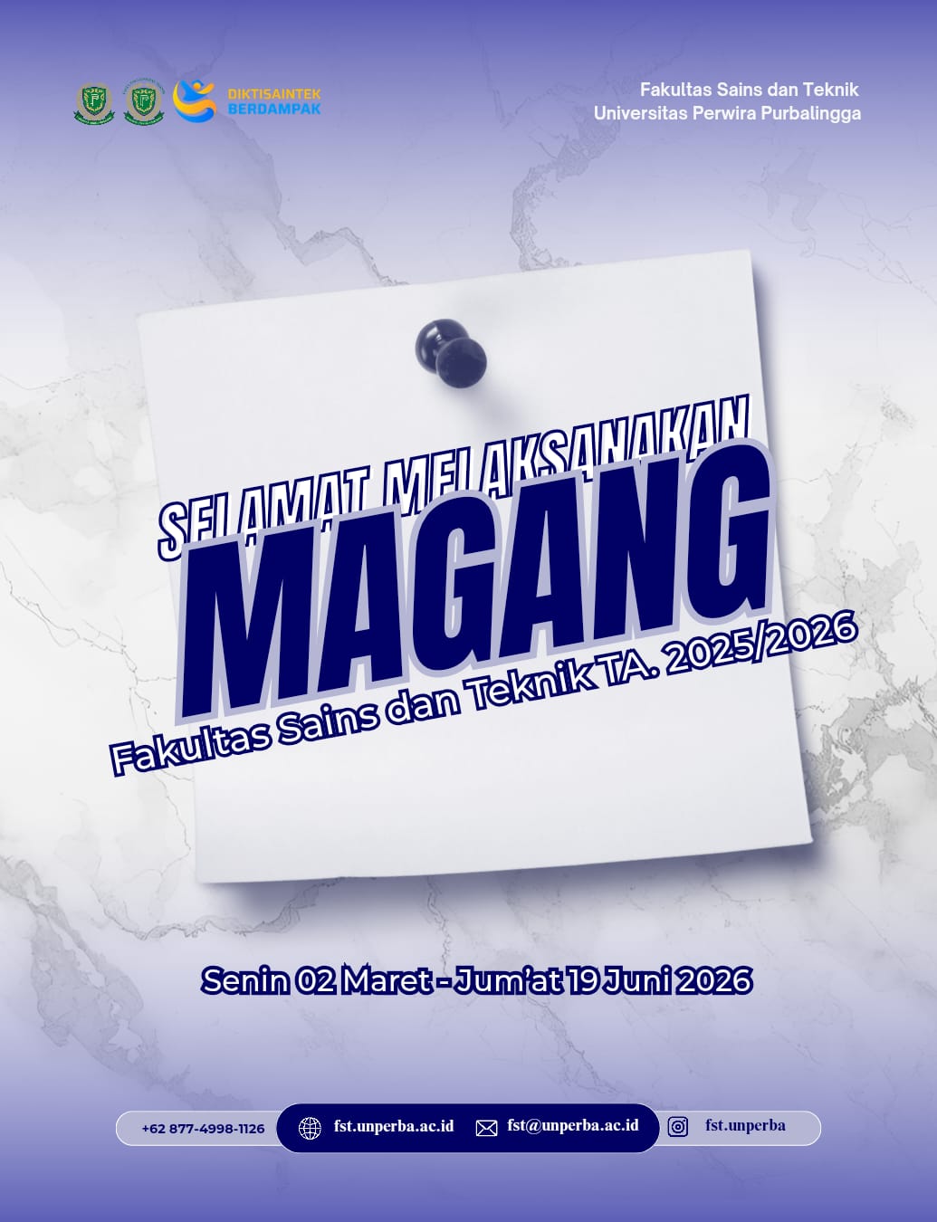 Mahasiswa FST Universitas Perwira Purbalingga Melaksanakan Magang Semester Genap TA 2025/2026